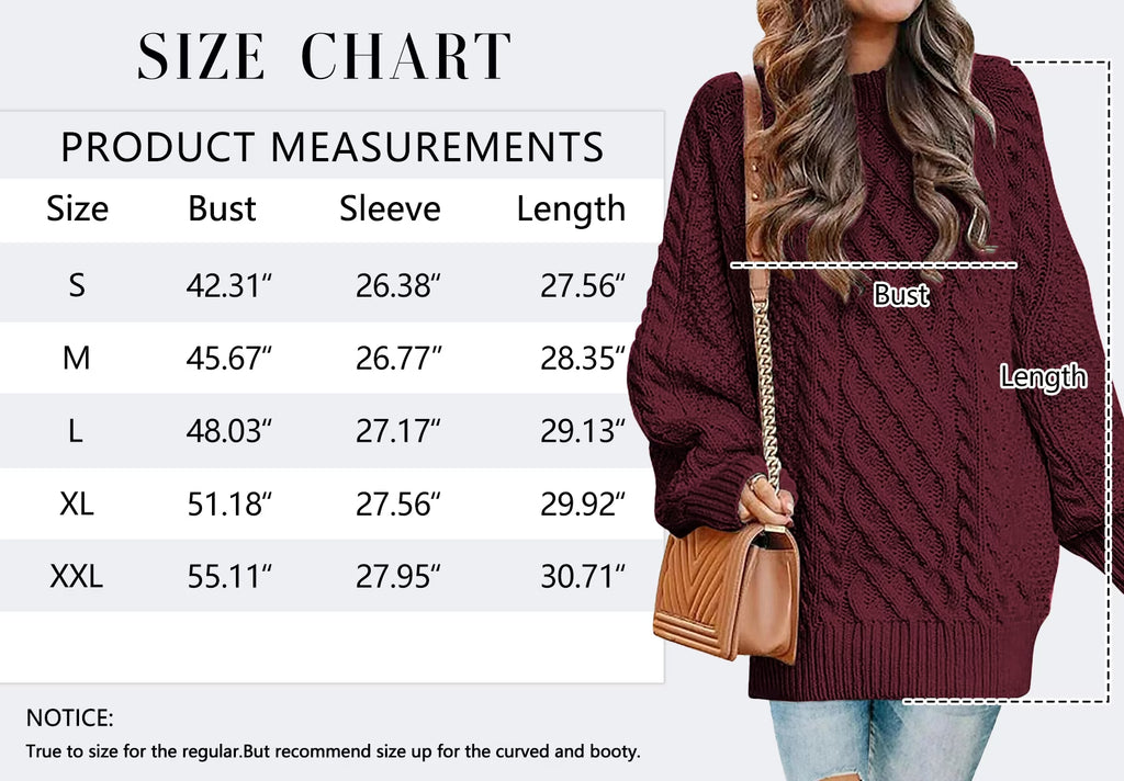 Oversized Sweaters for Women Cable Knit Chunky Pullover Sweater