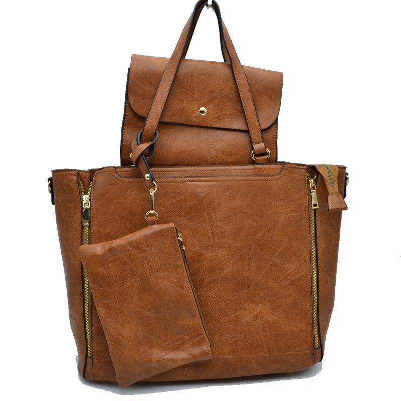 3 in 1 Side Zipper Women's Tote Handbag set