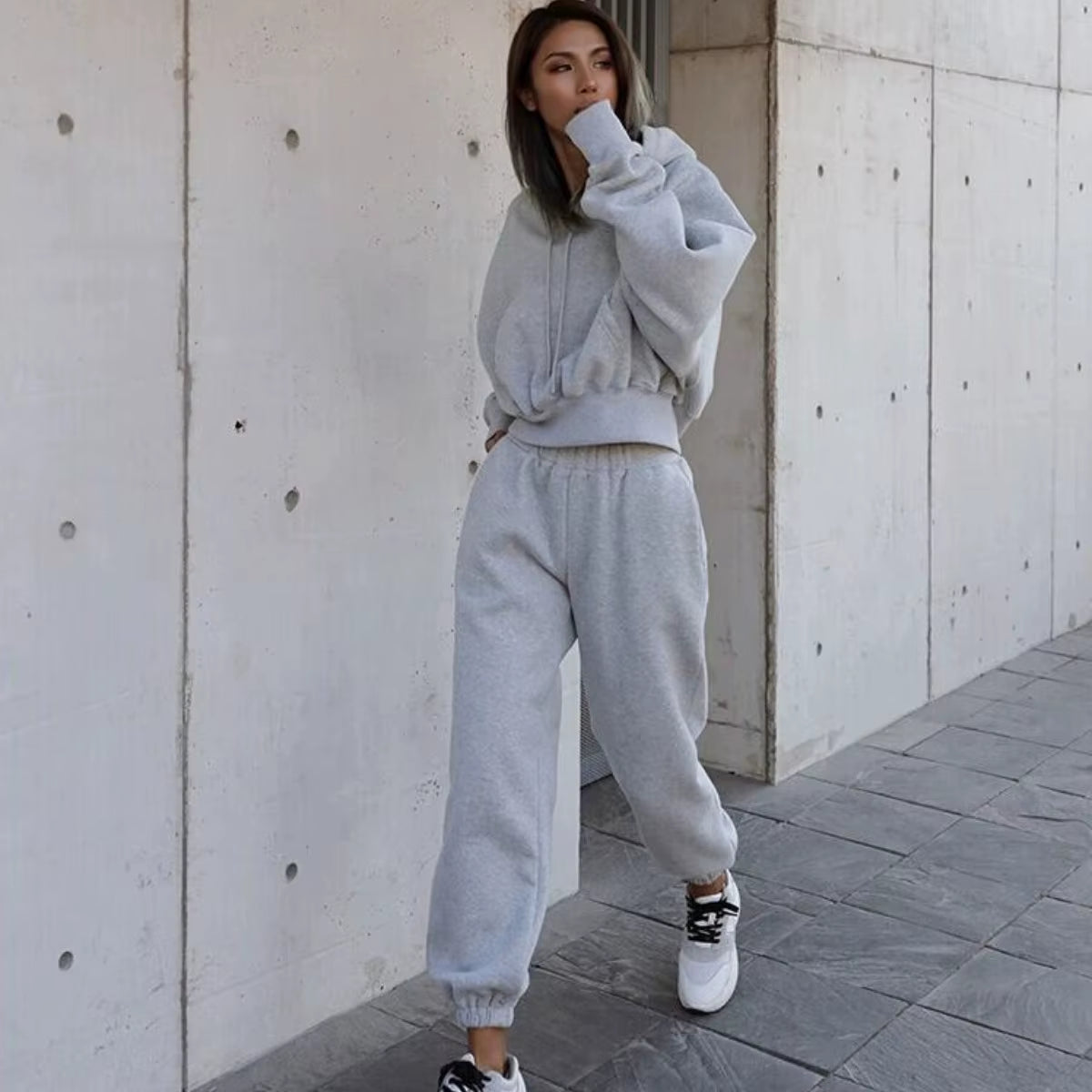 2024 Autumn Winter Women'S New Long Sleeved Hat Casual Sweater Coat Women'S Sports Set