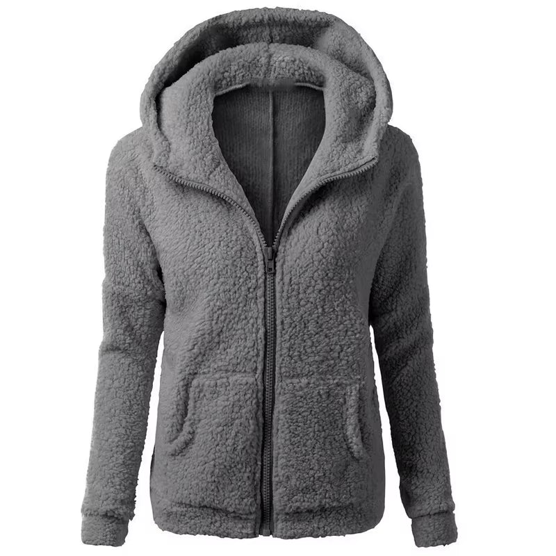 Autumn Winter Warm Jacket Women Hoodie Hooded 2025 Casual Female Hoodies Sweatershirt Zipper Coat Solid Soft Fleece Women Coat