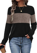 Womens Sweaters Trendy Color Block Tops Long Sleeve Shirts Fall Outfits Early Fall Fashion 2026 Winter Clothing