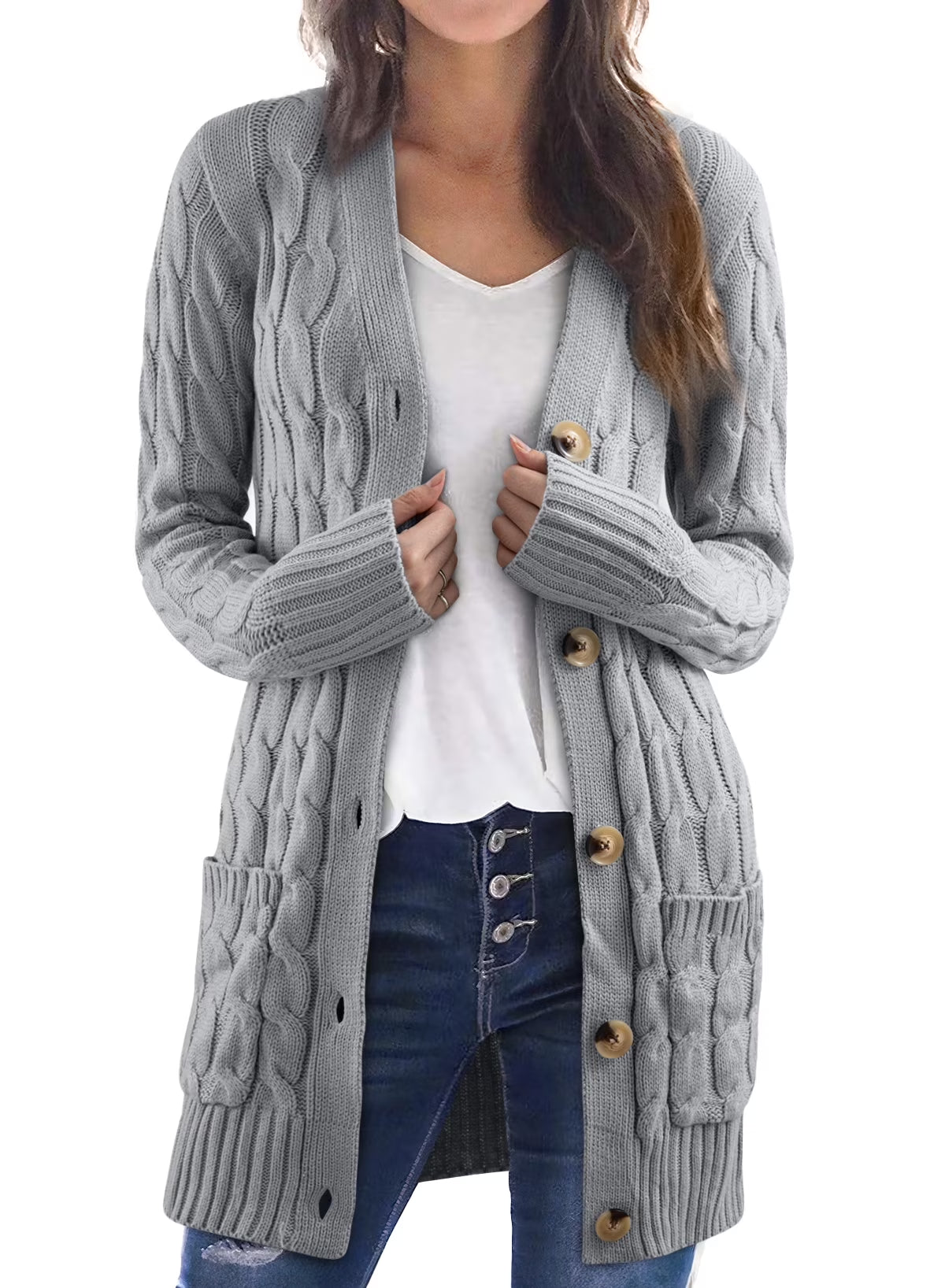 Womens Gray Sweater Fall Winter Cardigans for Women Ligghtweight Cardigan for Women
