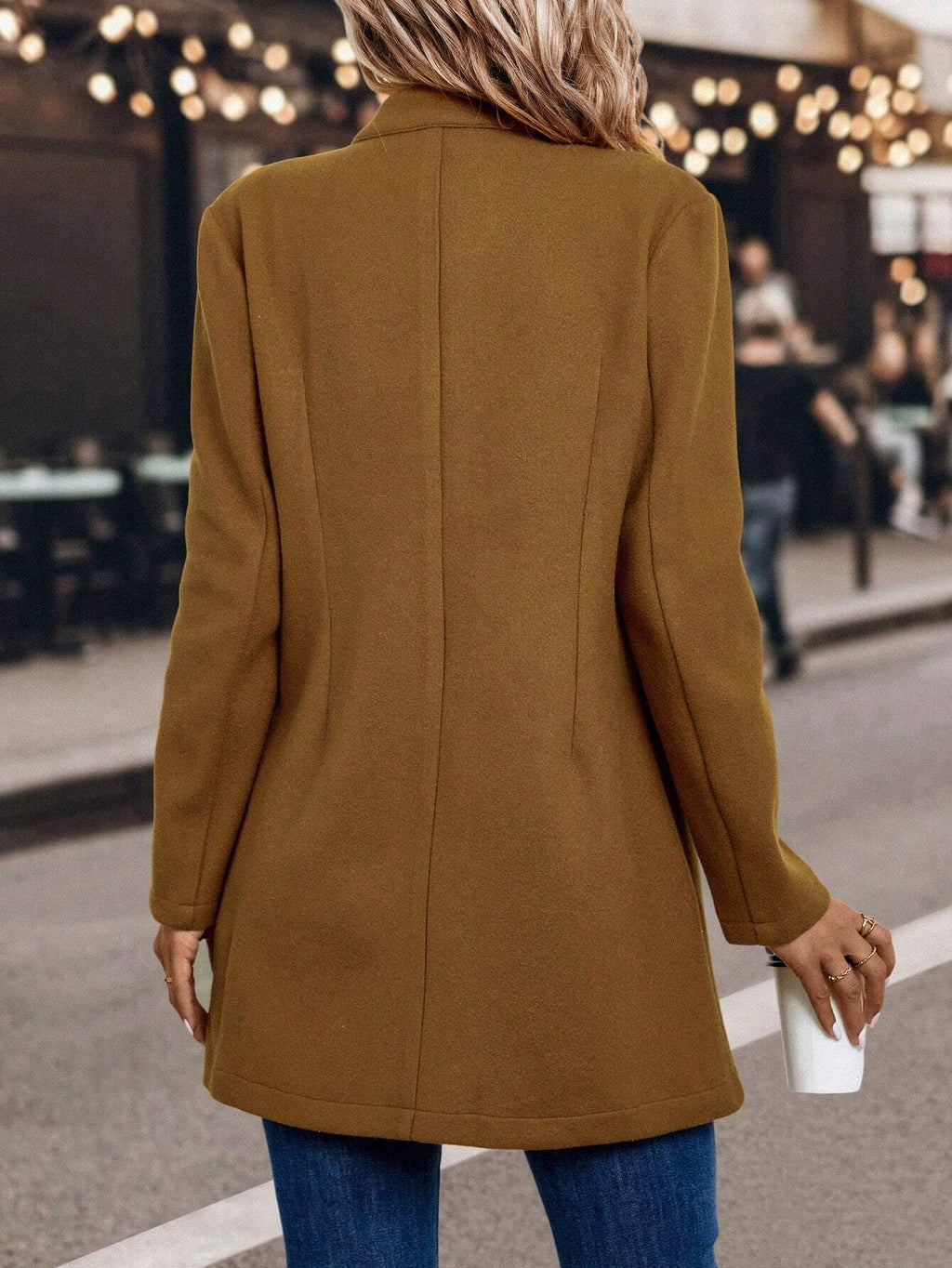 LUNE Waterfall Collar Single Breasted Overcoat