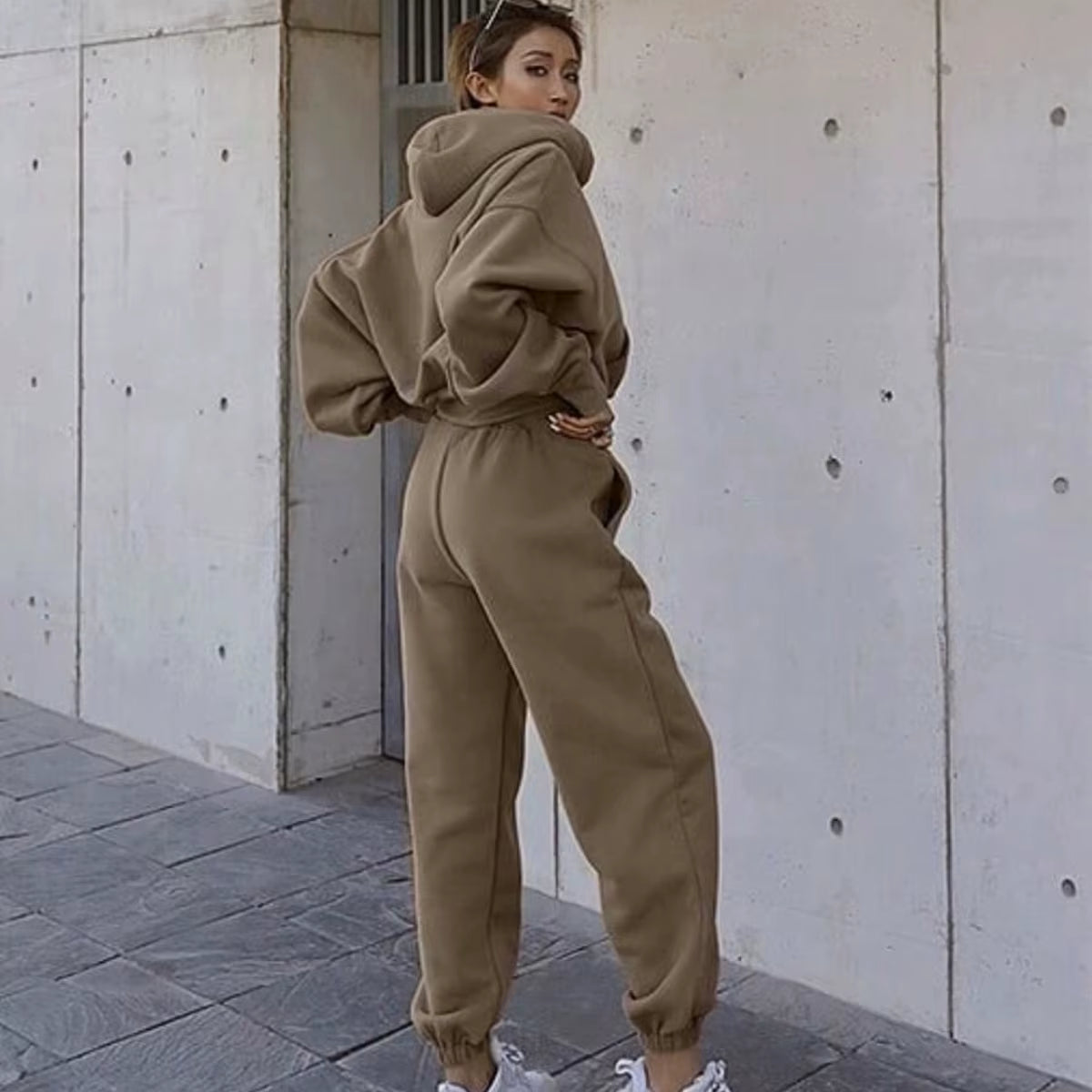 2024 Autumn Winter Women'S New Long Sleeved Hat Casual Sweater Coat Women'S Sports Set
