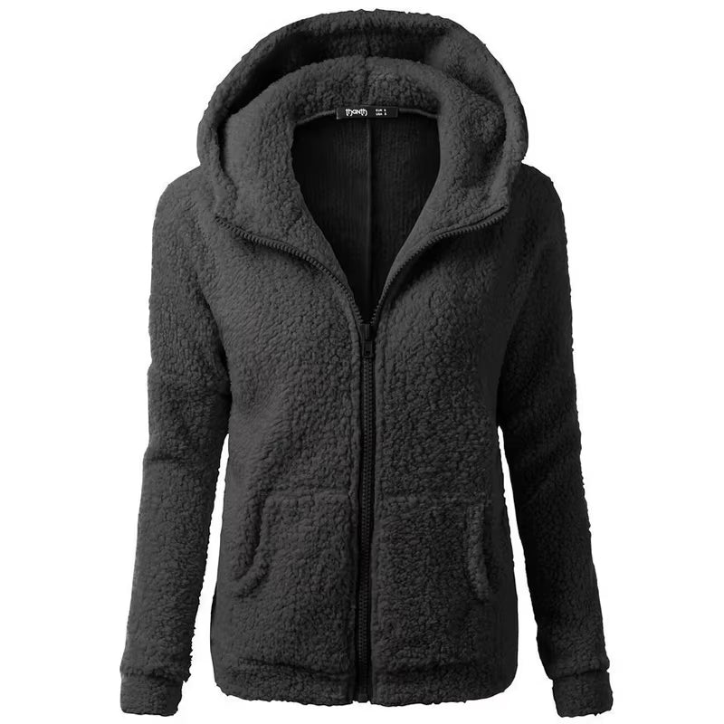 Autumn Winter Warm Jacket Women Hoodie Hooded 2025 Casual Female Hoodies Sweatershirt Zipper Coat Solid Soft Fleece Women Coat