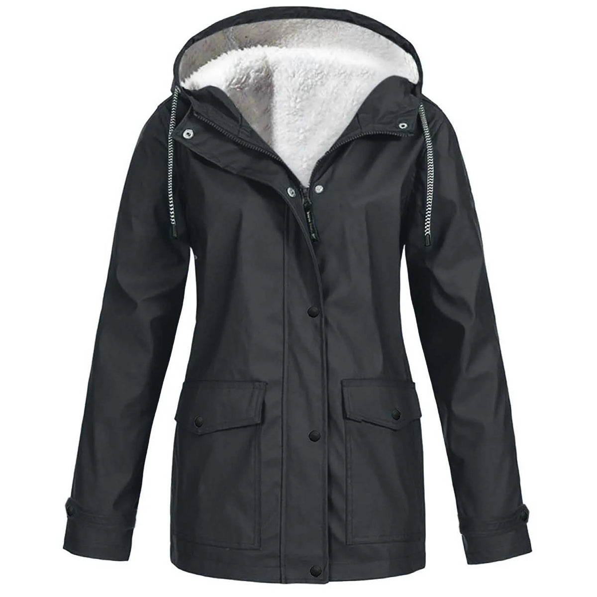 Womens Winter Jacket Lightweight Fleece Lined Coats for Cold Weather, Drawstring, Zip-Up Hooded Coats plus Size Outerwear