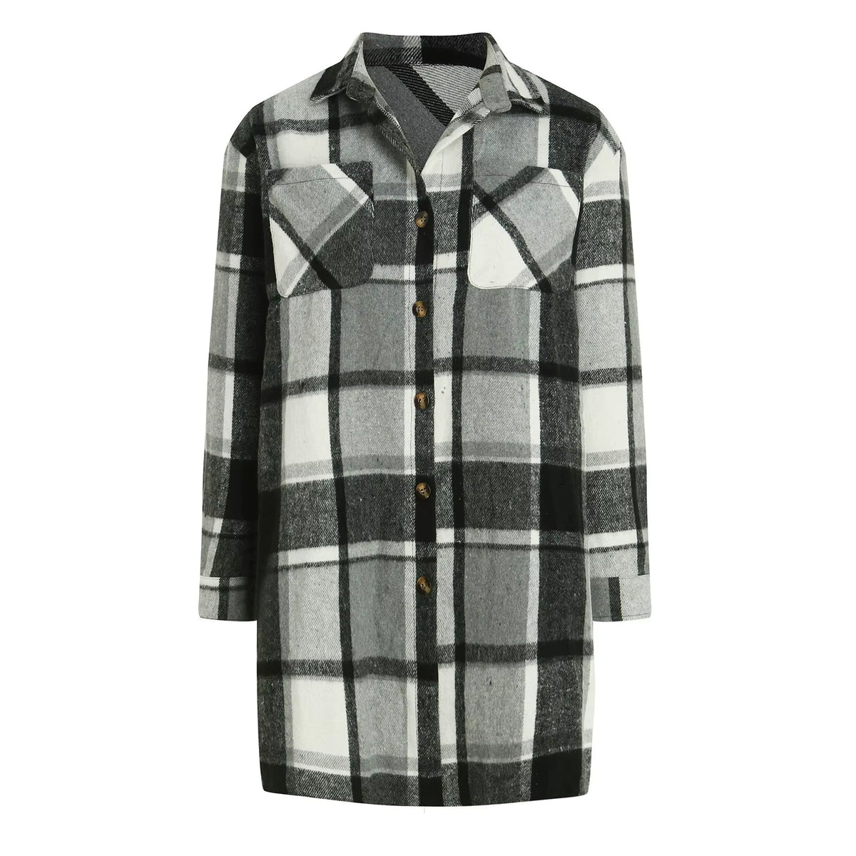 Women Plaid Shacket Jacket Lapel Long Sleeve Button down Flannel Shirts Coat Pockets Loose Casual Outerwears 2024 Fall Clothes