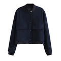 2025 Woman Bomber Jacket White Autumn Winter Button Cropped Jackets for Women Fashion Long Sleeve Women Coats Outerwears