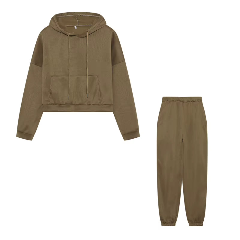 2024 Autumn Winter Women'S New Long Sleeved Hat Casual Sweater Coat Women'S Sports Set