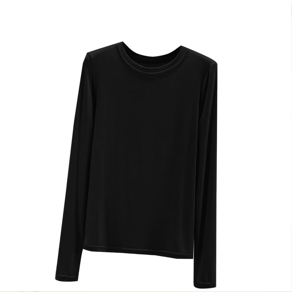 Long Sleeve Shirts for Women Crewneck Soft Thermal Undershirts Solid Color Sleepwear Casual Base Layer Pullover Tee Tops