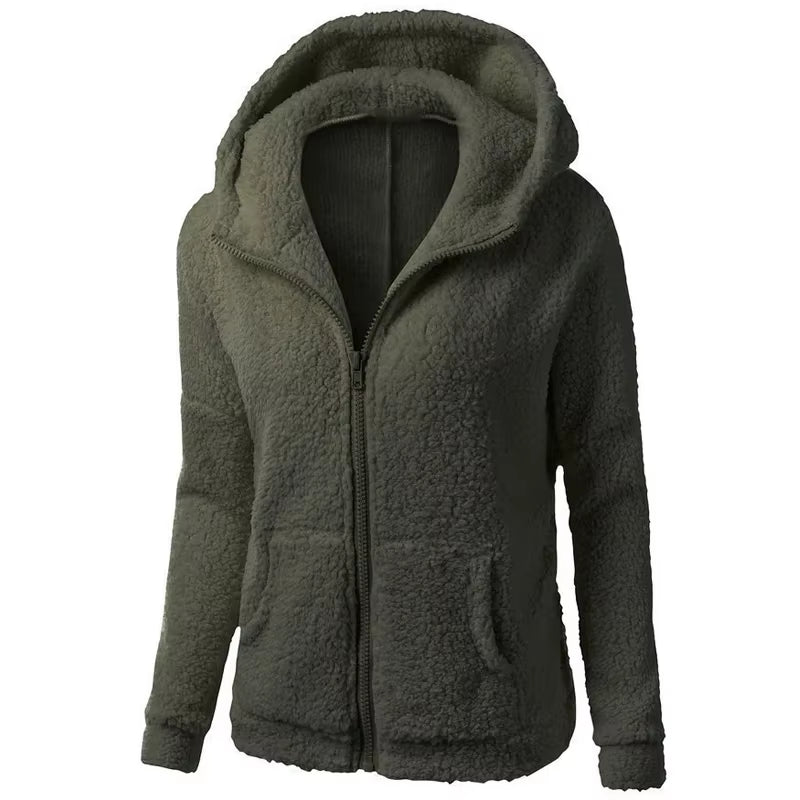 Autumn Winter Warm Jacket Women Hoodie Hooded 2025 Casual Female Hoodies Sweatershirt Zipper Coat Solid Soft Fleece Women Coat
