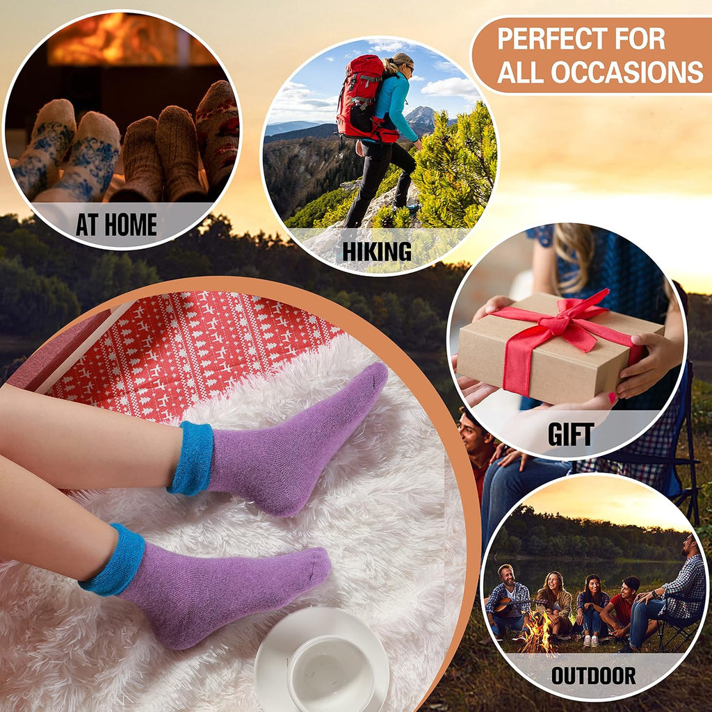 Merino Wool Socks for Women Hiking Thermal Warm Thick Winter Boot Crew Cozy Cabin Work Soft Ladies Socks 5 Pairs