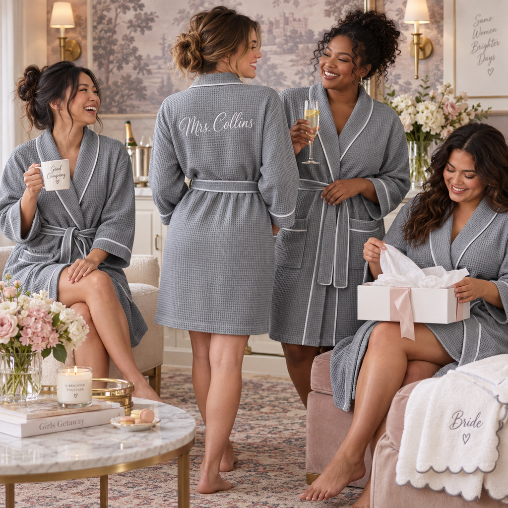 Knee-Length Waffle Robe for Women