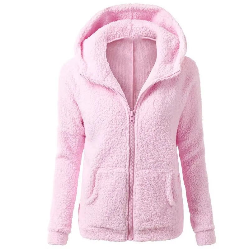 Autumn Winter Warm Jacket Women Hoodie Hooded 2025 Casual Female Hoodies Sweatershirt Zipper Coat Solid Soft Fleece Women Coat