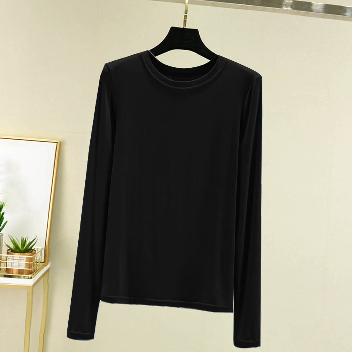 Long Sleeve Shirts for Women Crewneck Soft Thermal Undershirts Solid Color Sleepwear Casual Base Layer Pullover Tee Tops