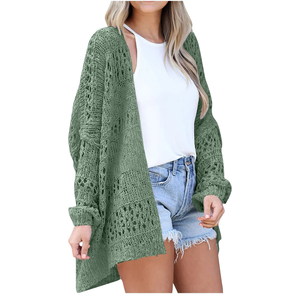 Lightweight Summer Fall Cardigan for Women Spring Open Front Long Batwing Sleeve Netted Crochet Cardigans Sweaters