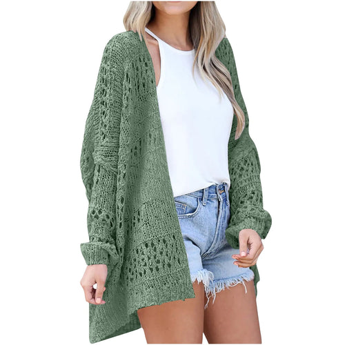 Lightweight Summer Fall Cardigan for Women Spring Open Front Long Batwing Sleeve Netted Crochet Cardigans Sweaters