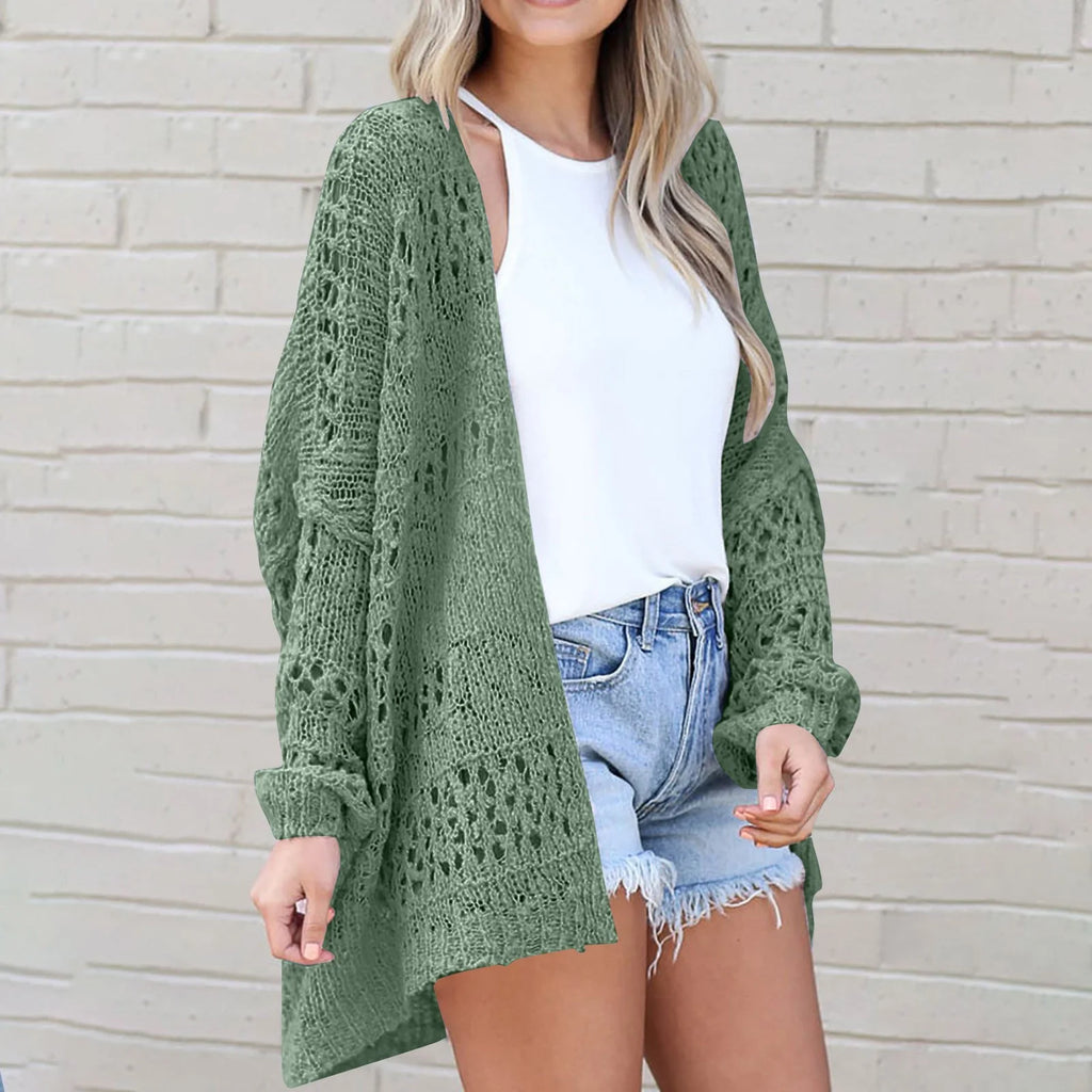 Lightweight Summer Fall Cardigan for Women Spring Open Front Long Batwing Sleeve Netted Crochet Cardigans Sweaters