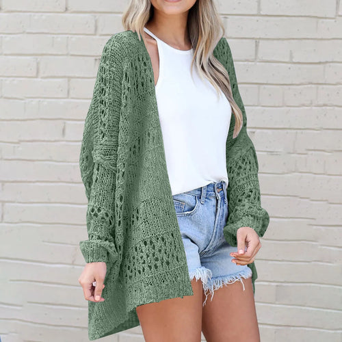 Lightweight Summer Fall Cardigan for Women Spring Open Front Long Batwing Sleeve Netted Crochet Cardigans Sweaters