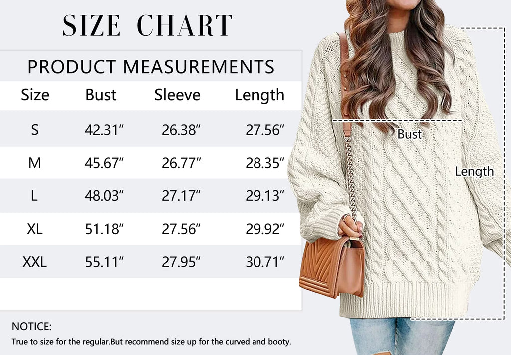 Oversized Sweaters for Women Cable Knit Chunky Pullover Sweater