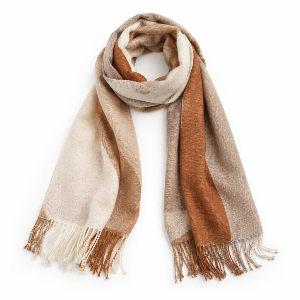 Stylish scarf on white background
